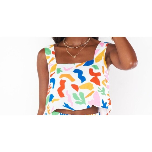 Show Me Your MuMu Tops - Show Me Your Mumu Tara Crop Top Women’s L Multicolor Boho Primary Paradise NWOT